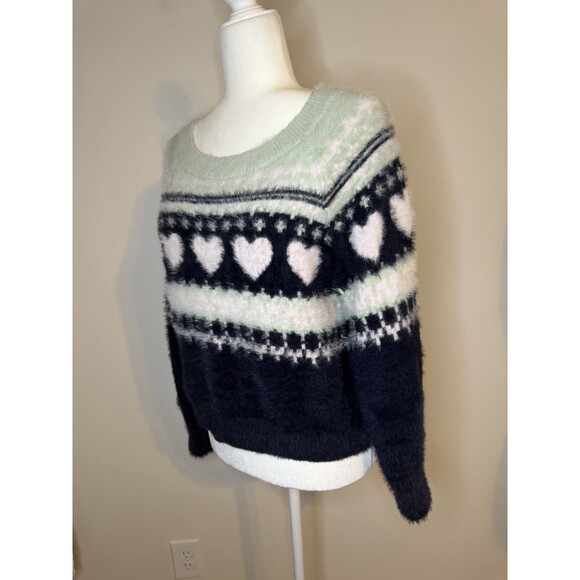 Victoria's Secret Soft Cozy Fuzzy Crop Fair Isle Sweater Shirt Top Small - Picture 3 of 8